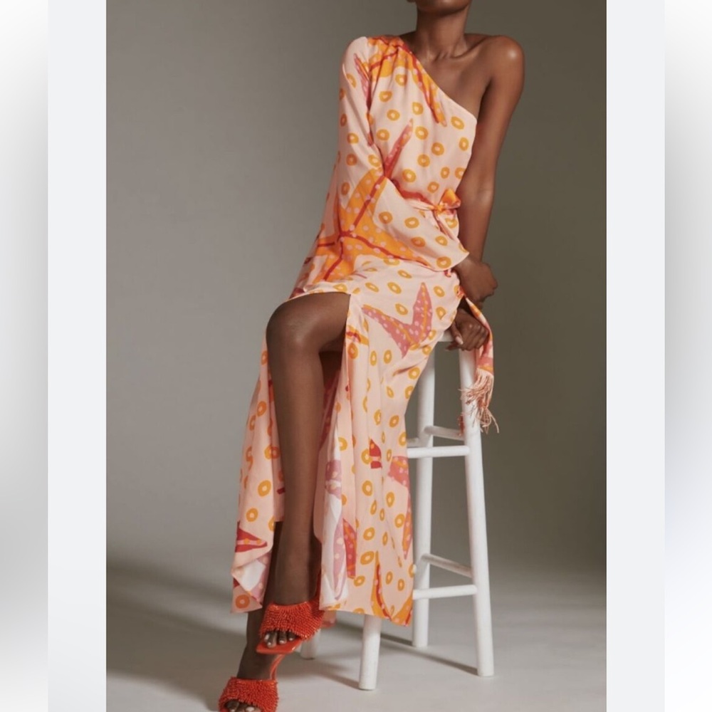 Farm Rio x Anthropologie One Shoulder Starfish Maxi Dress